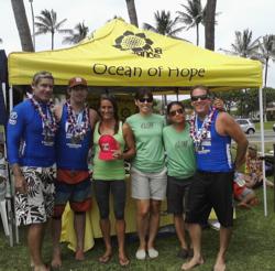Dan Van Dyke, Steve Shlens, Aimee Spector, Liz Lee, Danmerle Capati and Stephen Caldwell after the Molokai 2 Oahu race.